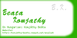 beata komjathy business card