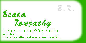 beata komjathy business card